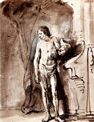 Rembrandt van Rijn Maennlicher Akt stehend Wandbild