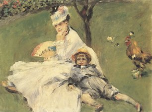 Auguste Renoir Camille Monet und ihr Sohn Jean in dem Garten von Argenteuil Wandbild