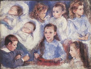 Auguste Renoir Charakterbilder von Kinderkoepfen Wandbild