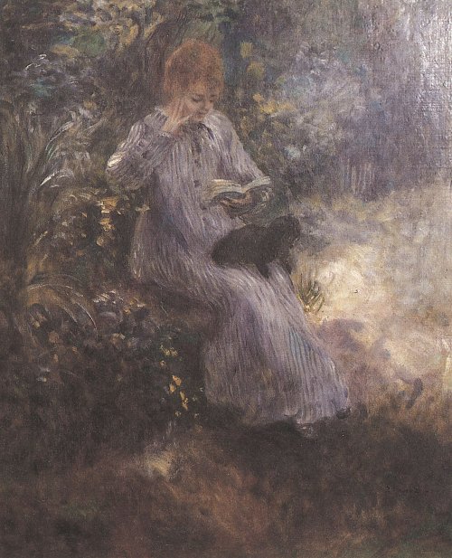 Auguste Renoir Frau mit schwarzem Hund Wandbild