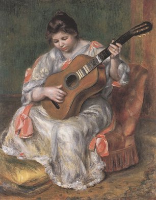 Auguste Renoir Frau spielt Gitarre Wandbild