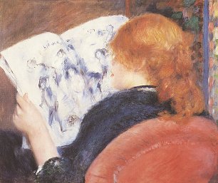 Auguste Renoir Junge Frau liest illustriertes Journal Wandbild