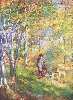 Auguste Renoir Junger Mann im Wald von Fontainebleu Wandbild