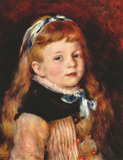 Auguste Renoir Madmoiselle Grimprel mit blauem Haarband Wandbild