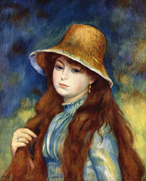 Auguste Renoir Maedchen mit Strohhut Wandbild