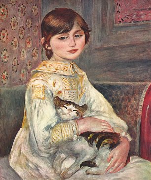 Auguste Renoir Portrait der Mademoiselle Julie Manet mit Katze Wandbild