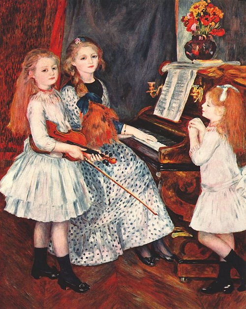 Auguste Renoir Portrait der Toechter von Catulle Mendes am Klavier Wandbild