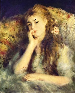 Auguste Renoir Portrait eines Maedchens in Gedanken Wandbild