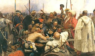 Ilya Repin Die Saporoger Kosaken schreiben dem tuerkischen Sultan einen Brief Wandbild