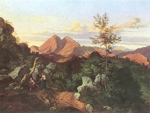 Ludwig Richter Abend in den Apenninen Rocca di Mezzo Wandbild