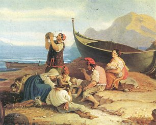 Ludwig Richter Blick von Bajae auf Capri Detail Wandbild
