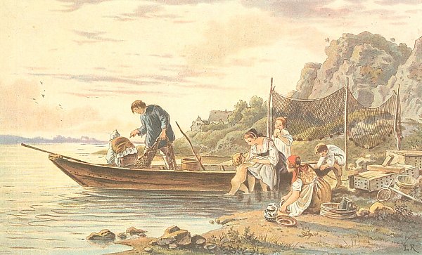 Ludwig Richter Fischerfamilie an der Elbe bei Seuslitz Wandbild