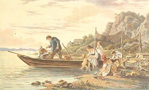 Ludwig Richter Fischerfamilie an der Elbe bei Seuslitz Wandbild
