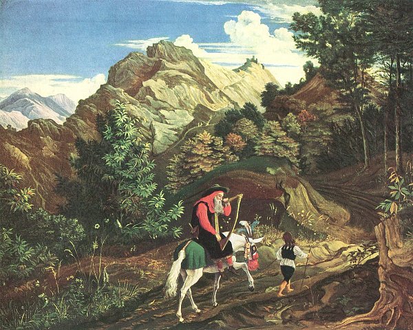 Ludwig Richter Heimkehrender Harfner Wandbild