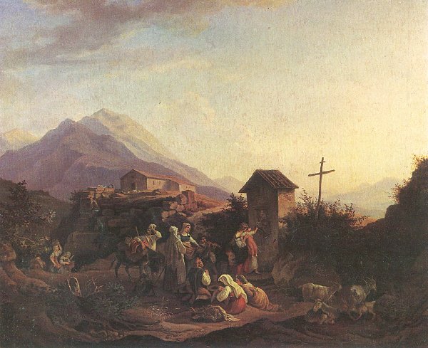 Ludwig Richter Junilandschaft mit Regenbogen Detail Wandbild