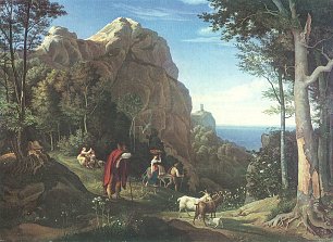 Ludwig Richter Tal bei Amalfi mit Aussicht auf den Meeresbusen von Salerno Wandbild