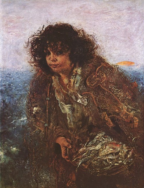 Anton Romako Italienisches Fischerkind Wandbild