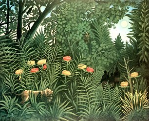 Henri Rousseau Urwald mit Tiger und Jaegern Wandbild