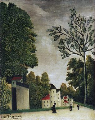 Henri Rousseau a village street Wandbild