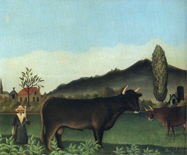 Henri Rousseau landscape with cow