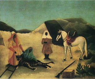 Henri Rousseau the tiger hunt Wandbild