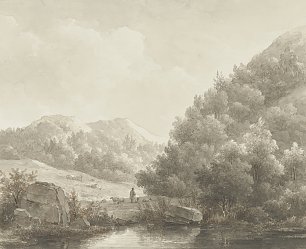 Andreas Schelfhout Berglandschap met beekje Wandbild