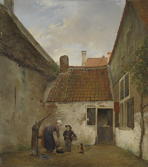 Andreas Schelfhout Binnenplaatsje Wandbild