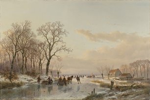 Andreas Schelfhout Een bevroren vaart bij de Maas Wandbild