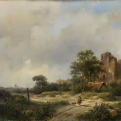 Andreas-Schelfhout-Landschap-met-de-ruine-van-kasteel-Brederode-te-Santpoor