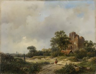 Andreas Schelfhout Landschap met de ruine van kasteel Brederode te Santpoor Wandbild