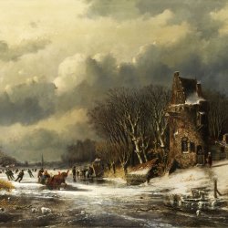 Andreas-Schelfhout-Nederlandse-landschap-met-figuren