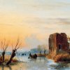 Andreas-Schelfhout-Ruin-in-winter-landscape