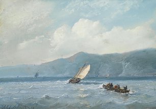 Andreas Schelfhout Shipping near a rocky coast Wandbild