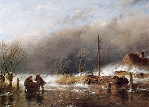 Andreas Schelfhout Storm on ice Wandbild