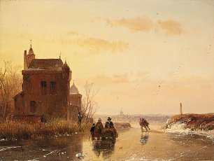 Andreas Schelfhout Winter Landscape with a Fort Wandbild