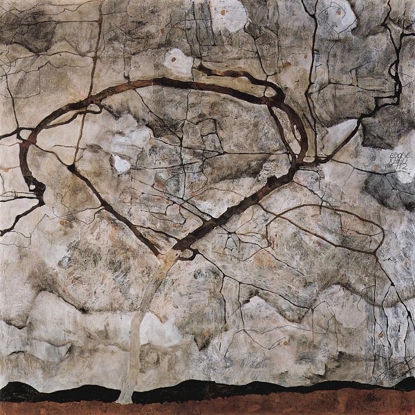 Egon Schiele Herbstbaum im Wind Wandbild