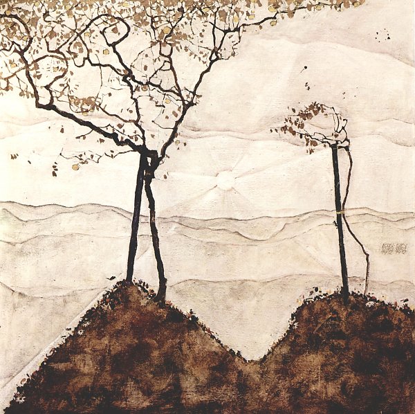 Egon Schiele Herbstsonne und Baeume Wandbild