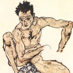 Egon-Schiele-Hockender-maennlicher-Akt-SelbstPortraet