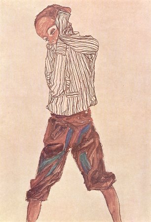 Egon Schiele Junge in gestreiftem Hemd Wandbild