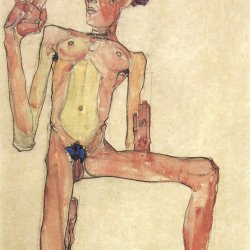 Egon-Schiele-Kniender-Akt-SelbstPortraet