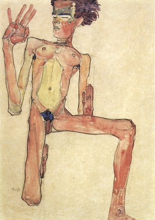 Egon Schiele Kniender Akt SelbstPortraet Wandbild