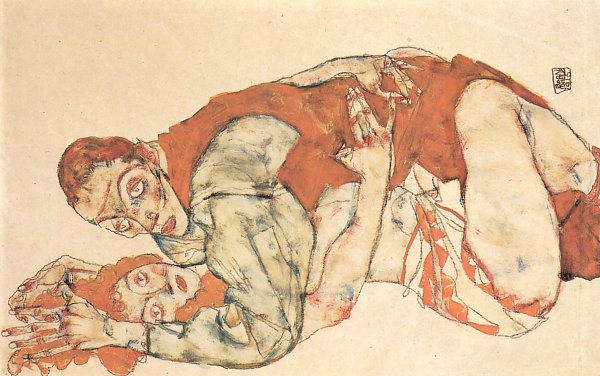 Egon Schiele Liebesakt Studie Wandbild