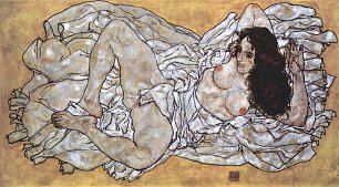 Egon Schiele Liegende Frau Wandbild