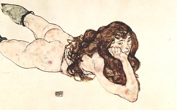 Egon Schiele Liegender weiblicher Akt Wandbild