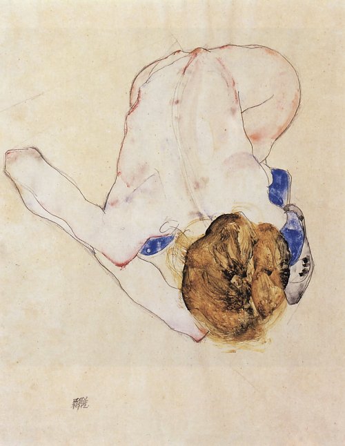 Egon Schiele Nach vorn gebeugter weiblicher Akt Wandbild