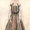 Egon-Schiele-Portraet-der-Edith-Schiele-im-gestreiften-Kleid