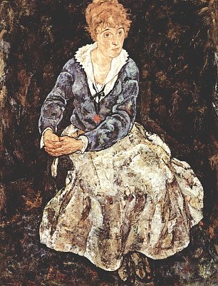 Egon Schiele Portraet der Edith Schiele sitzend Wandbild