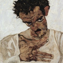 Egon-Schiele-SelbstPortraet-mit-gesenktem-Kopf