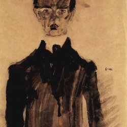 Egon-Schiele-SelbstPortraet-mit-schwarzem-Gewand