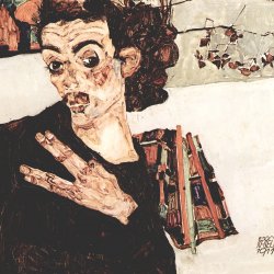 Egon-Schiele-SelbstPortraet-mit-schwarzem-Tongefaess
